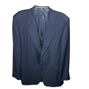 Hickey Freeman Loro Piana Tasmanian Super 120’s Wool Navy and Black Blazer 42L